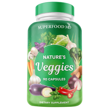 Superfood MD Veggies Supplement - 90 Veggie Capsules | Energy & Antioxidants | Soy Free