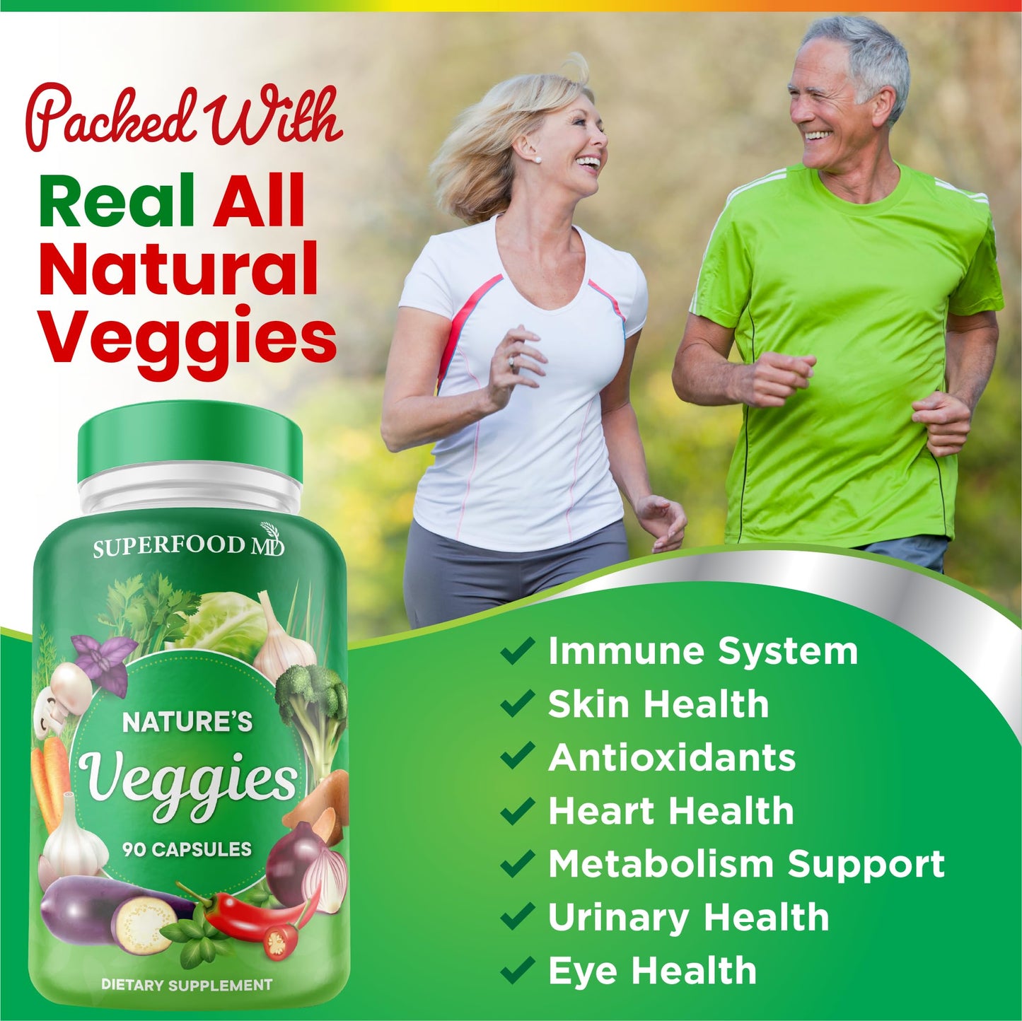 Superfood MD Veggies Supplement - 90 Veggie Capsules | Energy & Antioxidants | Soy Free