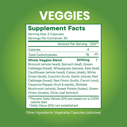 Superfood MD Veggies Supplement - 90 Veggie Capsules | Energy & Antioxidants | Soy Free