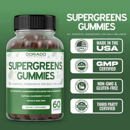 Supergreens Gummies (60 Count) – 8-Ingredient Greens for Immunity – Vegan & USA Made (Pack of 2)
