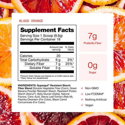 Supergut GLP1 Daily Support – Blood Orange (18 Servings) | Sugar-Free, High-Fiber