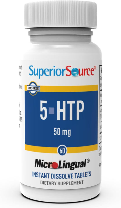 Superior Source 5-HTP 50 mg | Instant Dissolve MicroLingual Tablets – 60 Ct