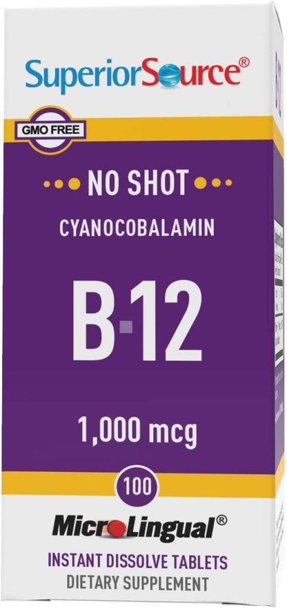 Superior Source No Shot B-12 1000 mcg Cyanocobalamin – Sublingual Tablets (Pack of 2)