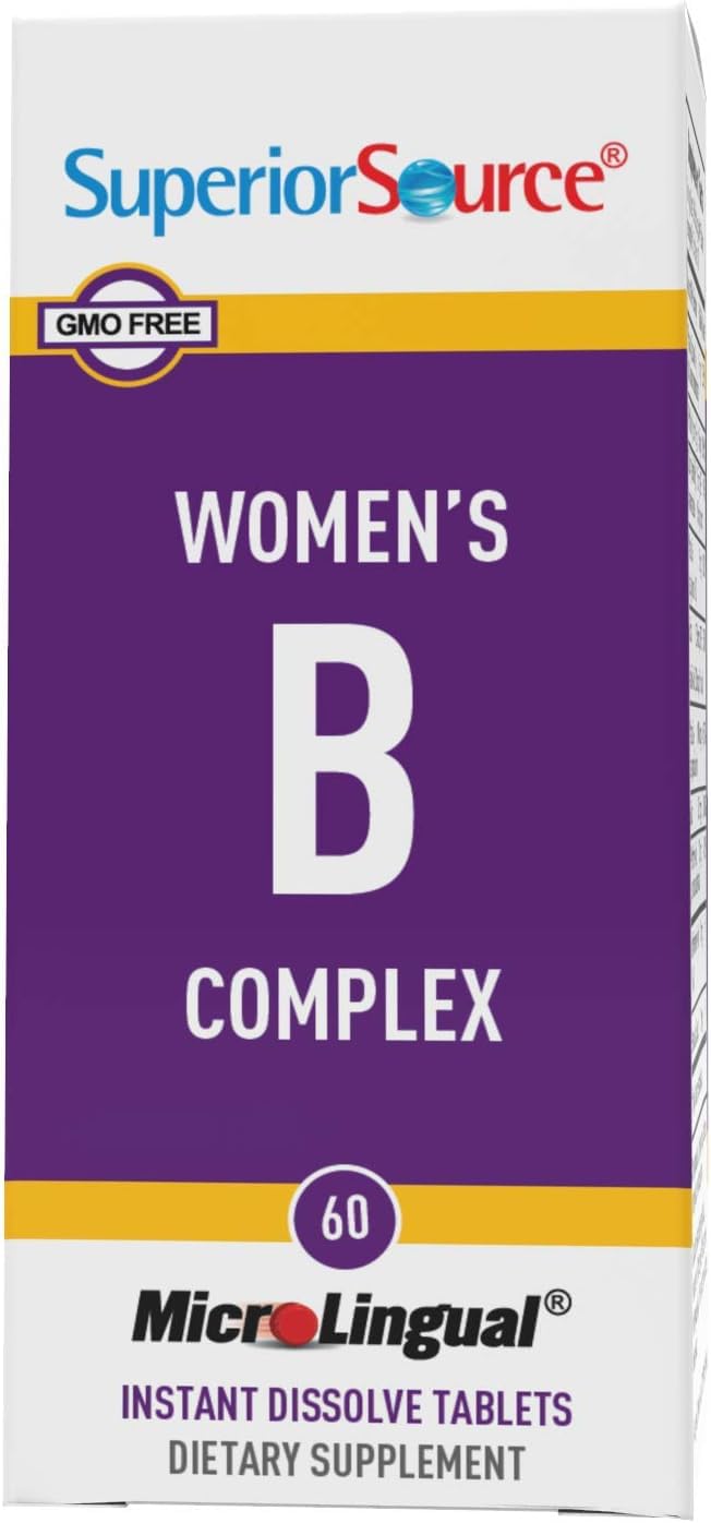 Superior Source Women's B Complex – Energy Support Multivitamin with B12 & B3 (60 Sublingual Tablets)