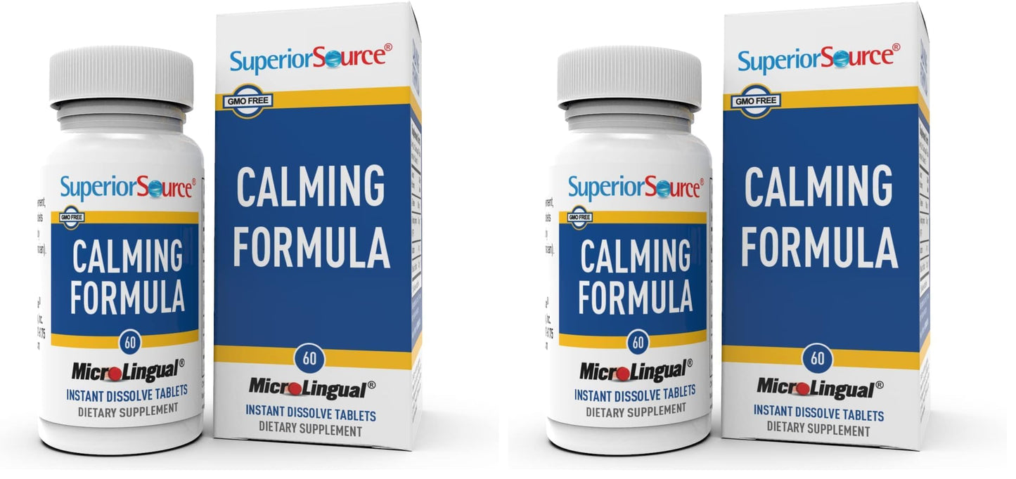 Superior Source Calming Formula with L-Theanine, 5-HTP & Melatonin - 60-Count MicroLingual Sleep Support (Pack of 2)