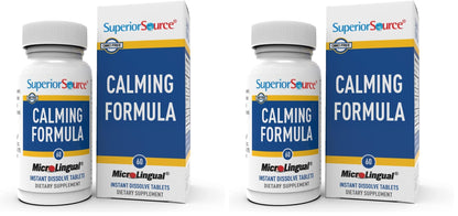 Superior Source Calming Formula with L-Theanine, 5-HTP & Melatonin - 60-Count MicroLingual Sleep Support (Pack of 2)