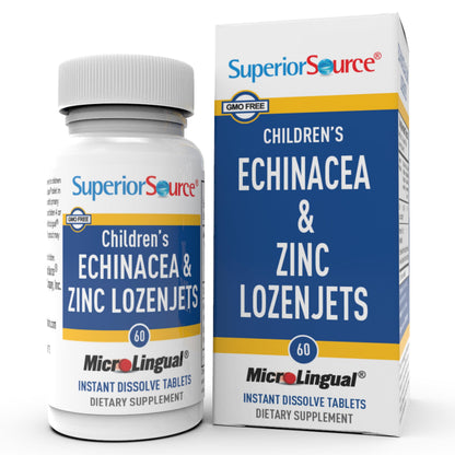Superior Source Children's Echinacea & Zinc Lozenjets - Immune Support for Kids - Non-GMO & Gluten-Free - Peppermint - 60 MicroLingual Tablets