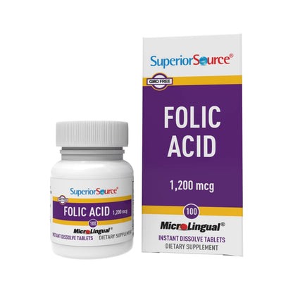 Superior Source Folic Acid 1200 mcg | Sublingual Tablets | Heart & Immune Support