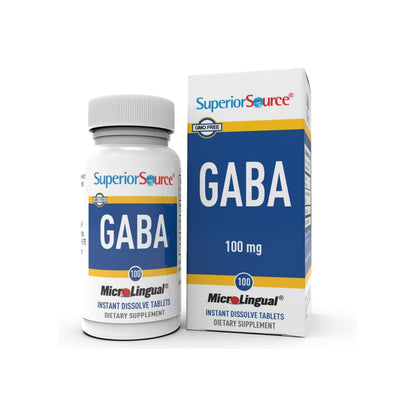 Superior Source GABA 100 mg – Sleep & Nervous System Support (Bariatric Friendly) - 100 Sublingual Tablets