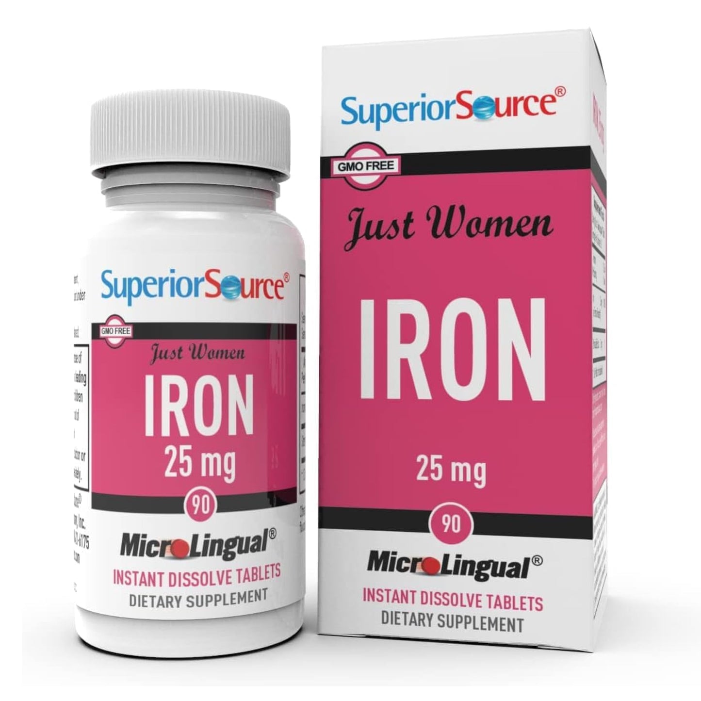 Superior Source Just Women Iron 25 mg – Ferrous Fumarate for Women | Instant Dissolve MicroLingual Iron Supplement (90 Tablets)