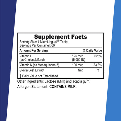 Superior Source K2 MK-7 100 mcg + D3 5000 IU | MicroLingual 60 Count