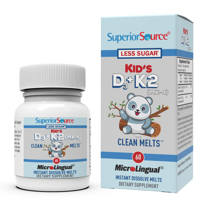 Superior Source Kid's D3 & K2 (MK-4) Multivitamin for Kids | Immune & Bone Support | 60 MicroLingual Tablets | Non-GMO