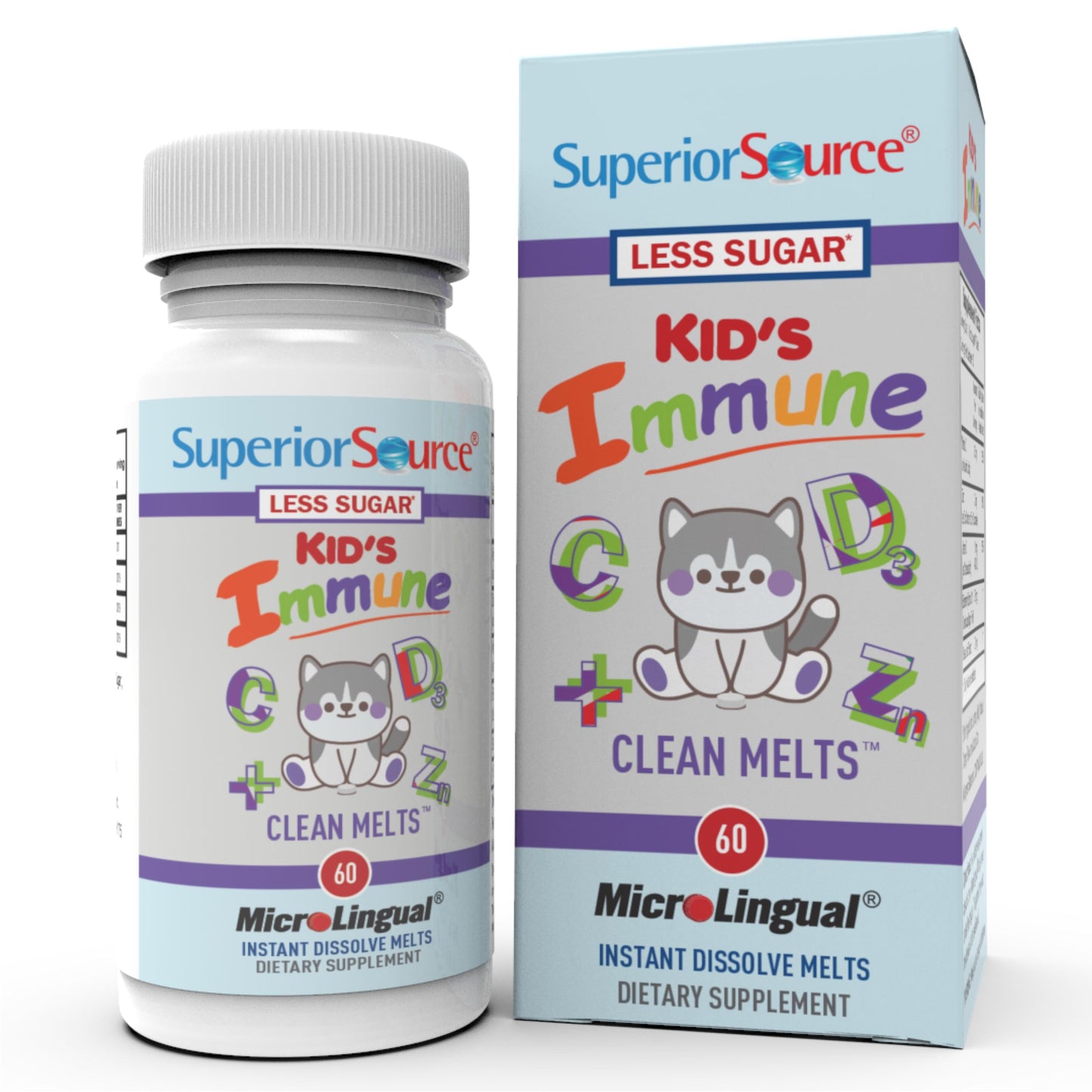 Superior Source Kid's Immune Clean Melts - Immunity Support (C, D3, Zinc, Elderberry) - Non-GMO & Gluten-Free