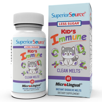 Superior Source Kid's Immune Clean Melts - Immunity Support (C, D3, Zinc, Elderberry) - Non-GMO & Gluten-Free