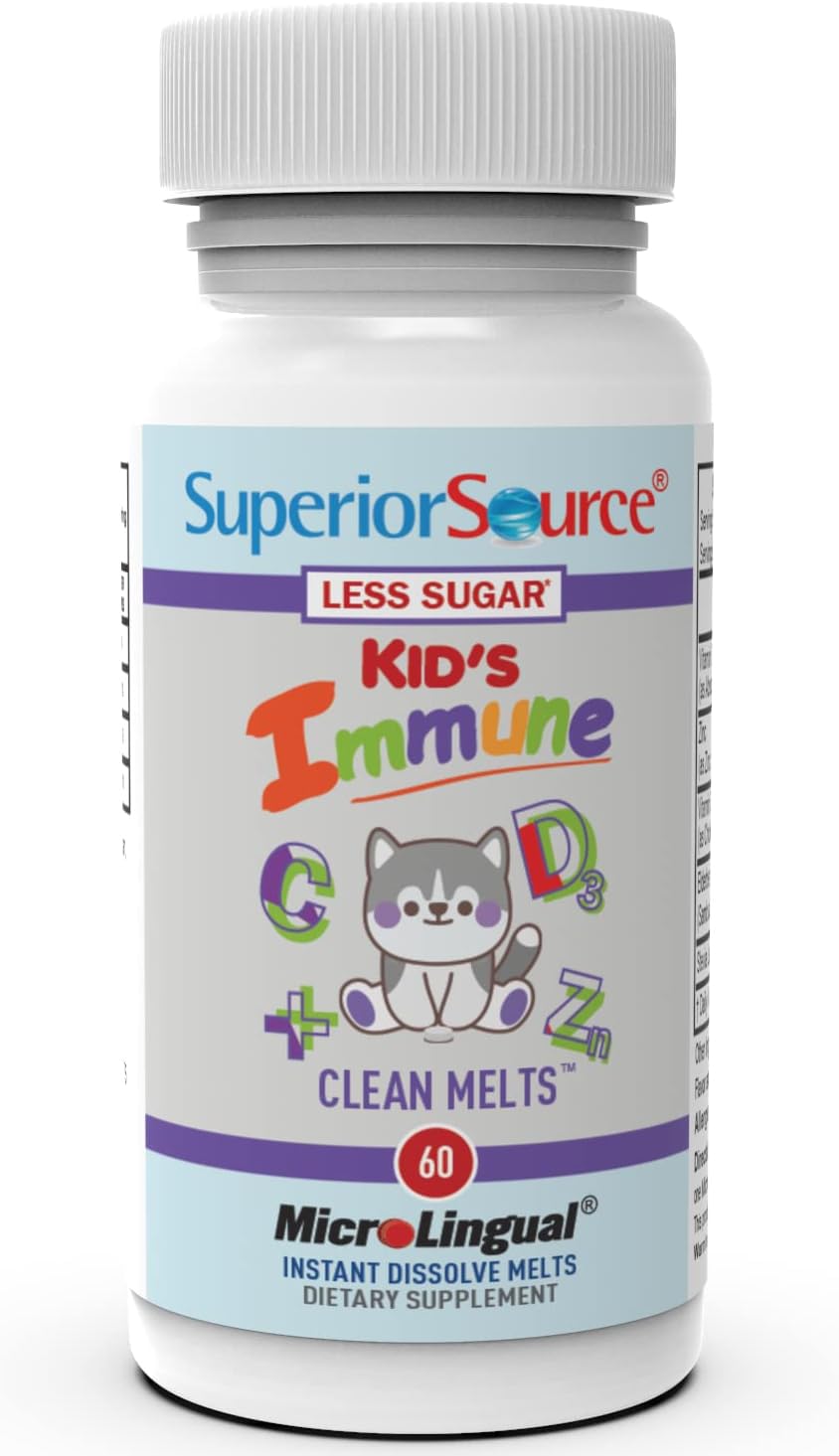 Superior Source Kid's Immune Clean Melts - Immunity Support (C, D3, Zinc, Elderberry) - Non-GMO & Gluten-Free