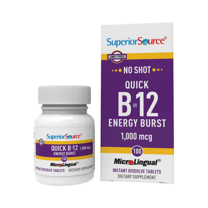 Superior Source NO SHOT Quick B-12 Energy Burst 1000 mcg – MicroLingual, Non-GMO, Gluten-Free