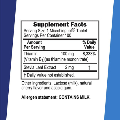 Superior Source Vitamin B1 (Thiamin) 100 mg – MicroLingual Tablets Pack of 2