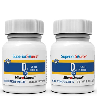 Superior Source Vitamin D3 1000 IU | Quick-Dissolve MicroLingual Tablets | Pack of 2