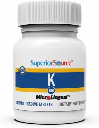 Superior Source Vitamin K 100 mcg – Bone & Blood Health Support | 60 Sublingual Tablets (Pack of 2)
