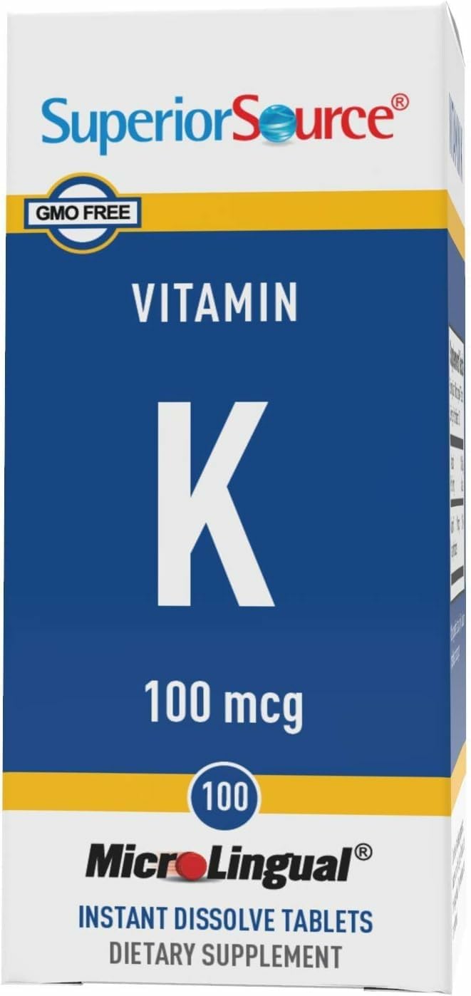 Superior Source Vitamin K 100 mcg – Bone & Blood Health Support | 60 Sublingual Tablets (Pack of 2)