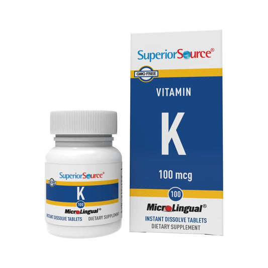 Superior Source Vitamin K 100 mcg - Bone Health & Calcium Absorption BritishVita | Premium UK Vitamins & Wellness Supplements