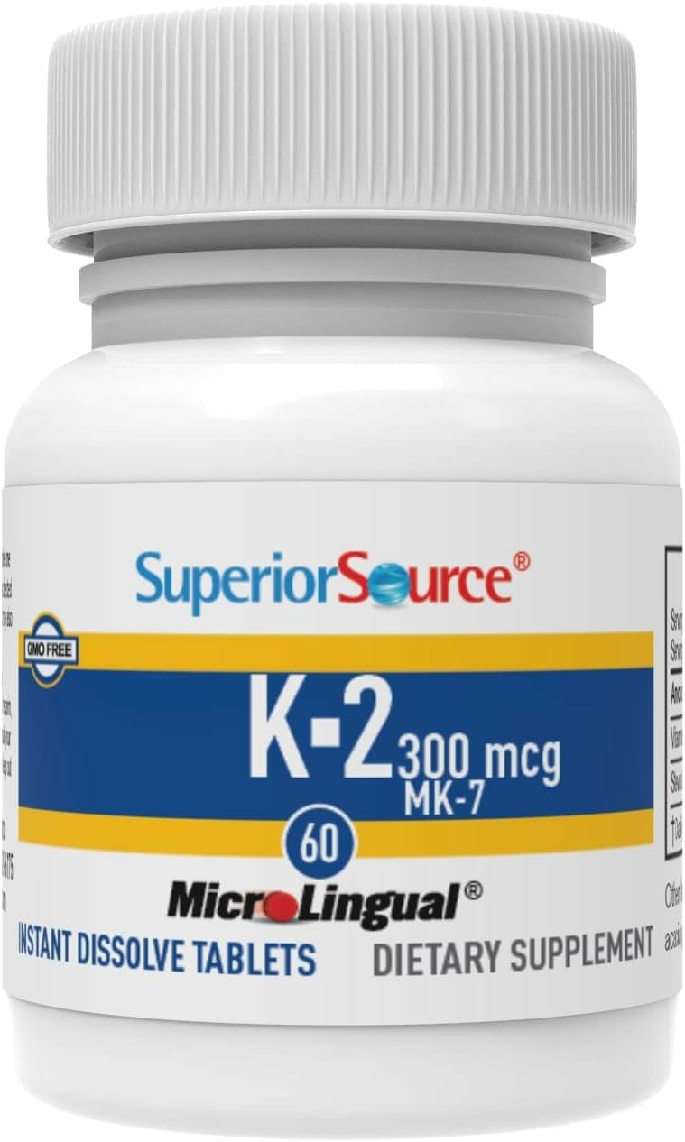 Superior Source Vitamin K2 MK-7 300 mcg - Sublingual 60 Tablets | Bone & Heart Health, Bariatric-Friendly