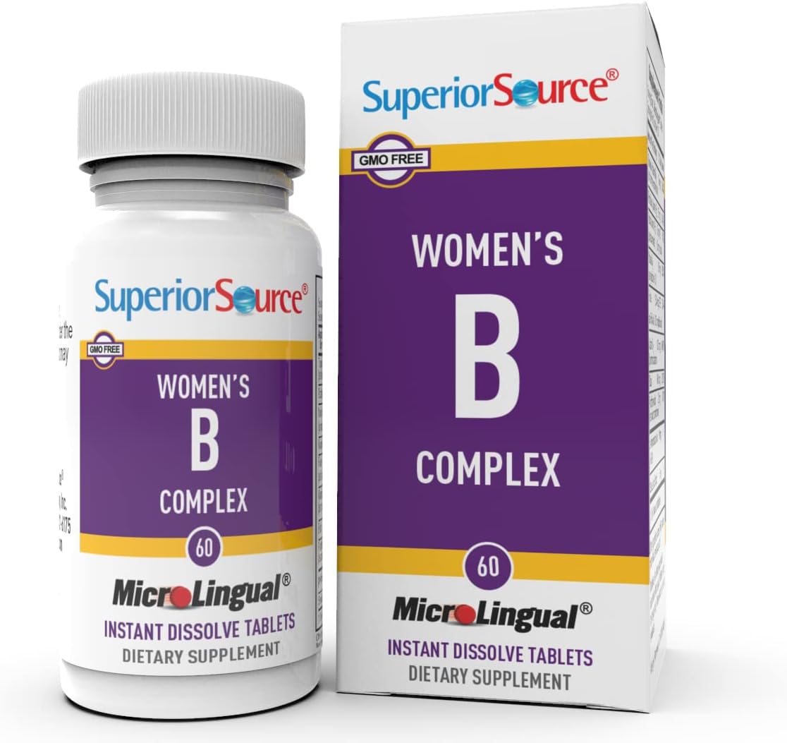 Superior Source Women's B Complex – Energy Support Multivitamin with B12 & B3 (60 Sublingual Tablets)