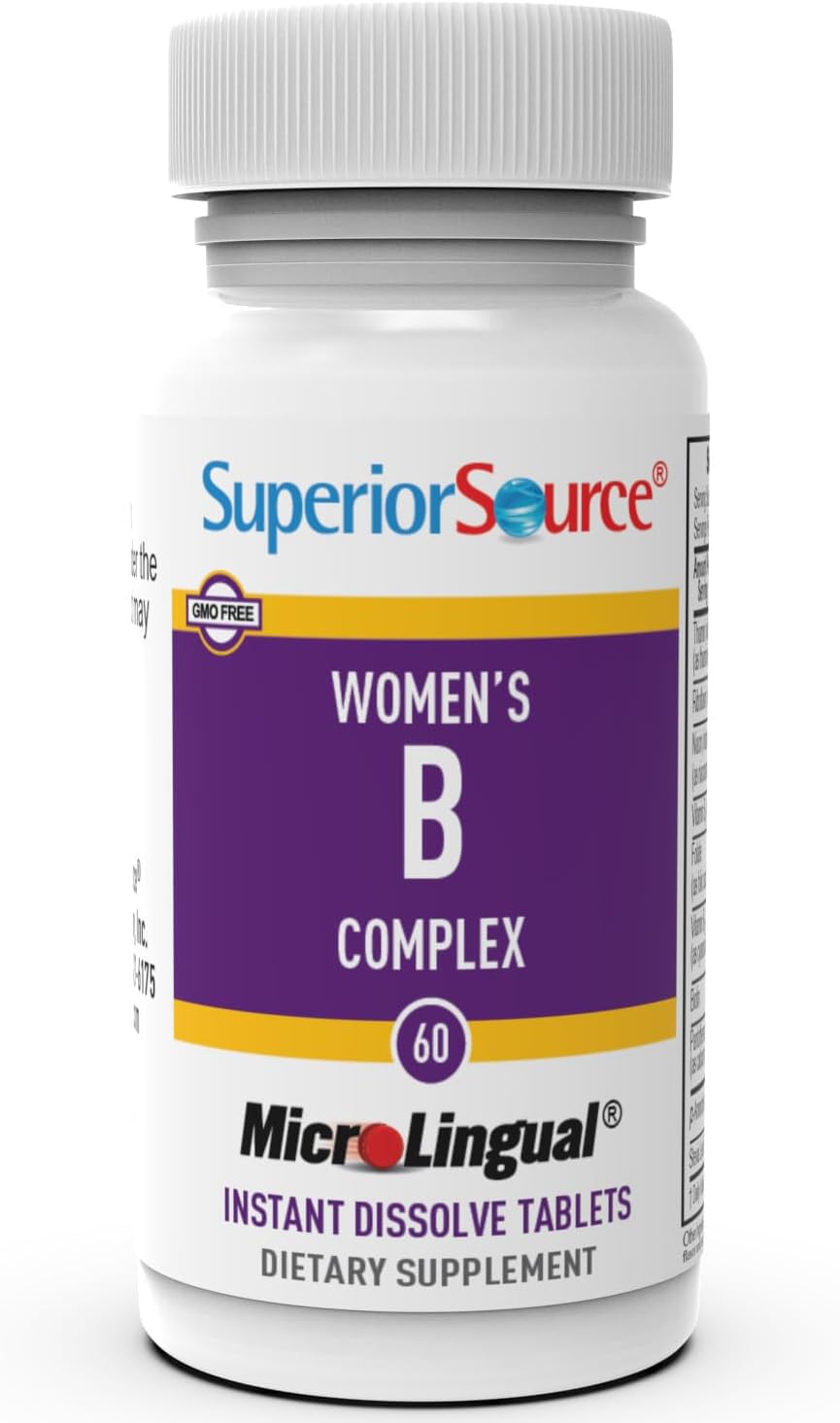 Superior Source Women's B Complex – Energy Support Multivitamin with B12 & B3 (60 Sublingual Tablets)
