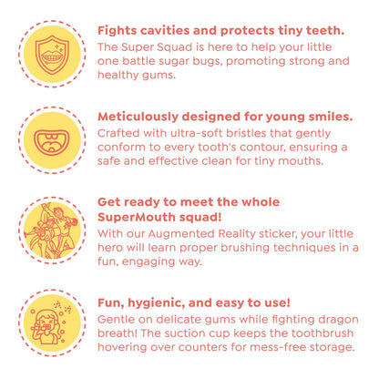 SuperMouth Toddler Ultra Soft Toothbrush – Gentle Bristles & AR Sticker