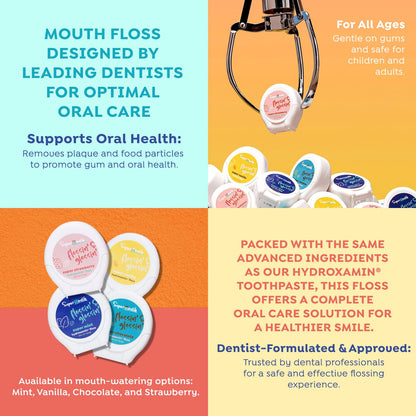 SuperMouth Fluoride-Free Expanding Floss – Enamel Support with Nano-Hydroxyapatite + D3 and K2 | 4 Flavors