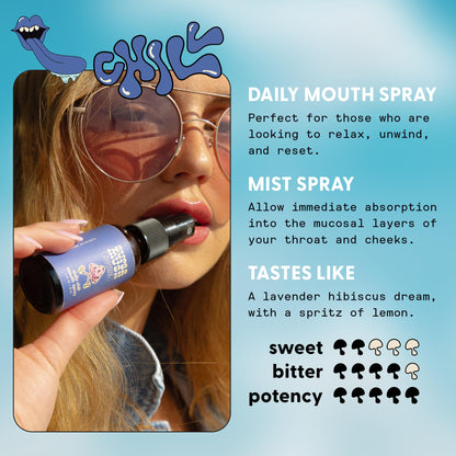 SuperMush Daily Chill Mouth Spray – Reishi, Lion's Mane, Hibiscus & Ashwagandha | 30ml Organic