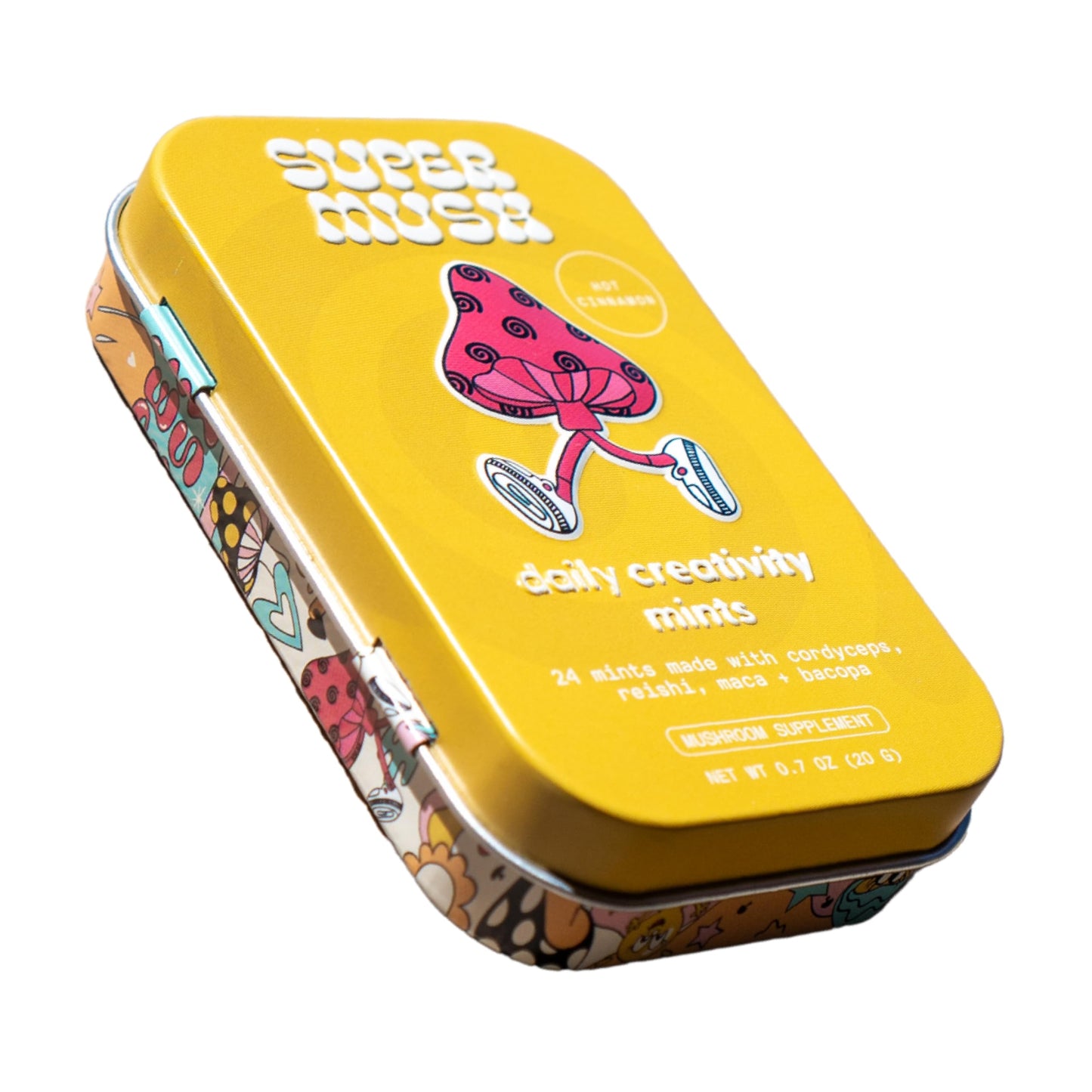 SuperMush Daily Creativity and Connection SuppleMint | Cordyceps, Reishi, Maca & Bacopa Monnieri Mixed Mushrooms Extract | Pure Breath Mint for Creativity & Connection | 20g Organic Mushroom Mint