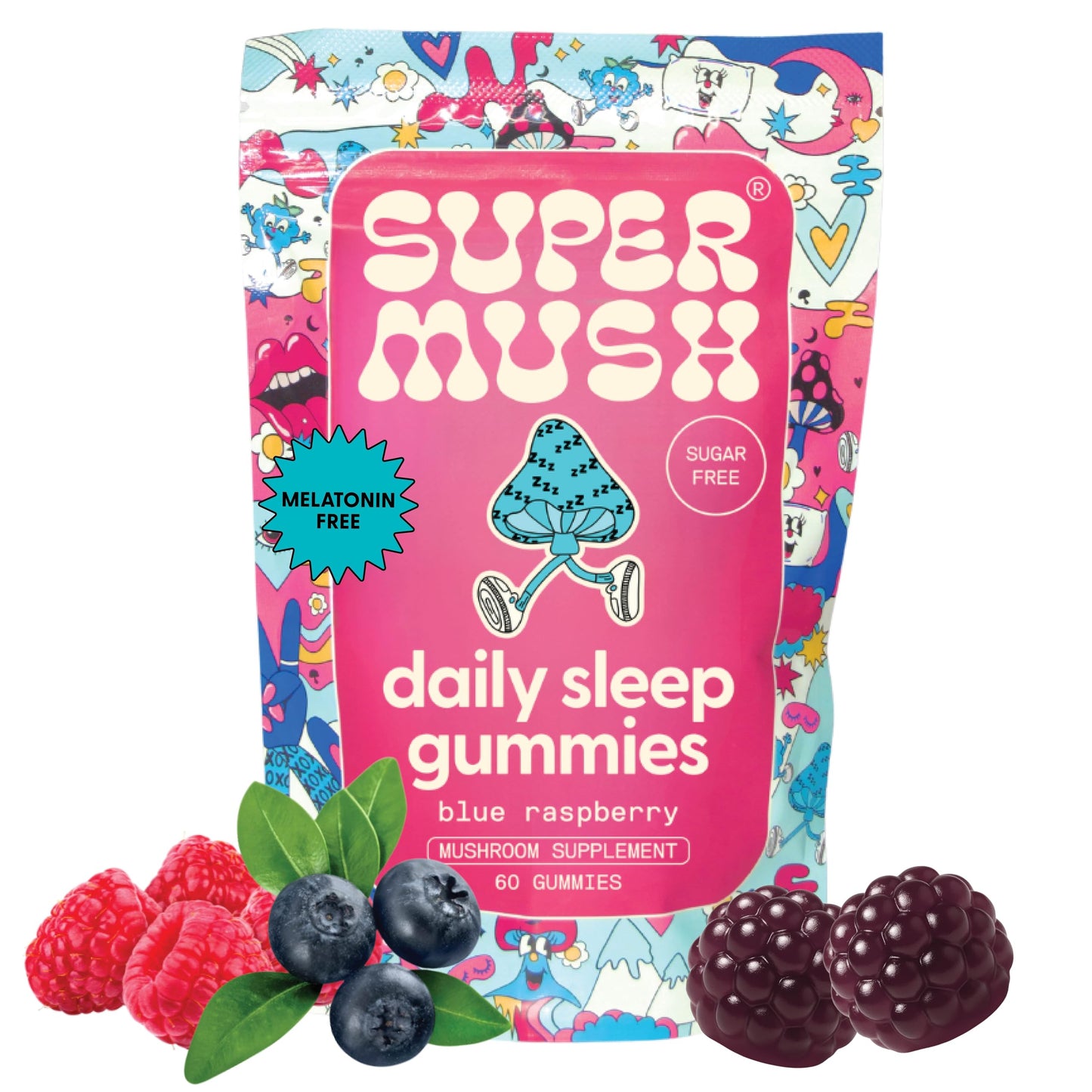 SuperMush Sleep Gummies for Adults – Vegan, Sugar-Free Mushroom Sleep Support (60 Gummies)