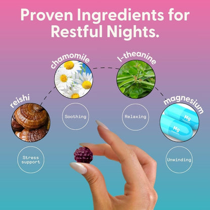 SuperMush Sleep Gummies for Adults – Vegan, Sugar-Free Mushroom Sleep Support (60 Gummies)