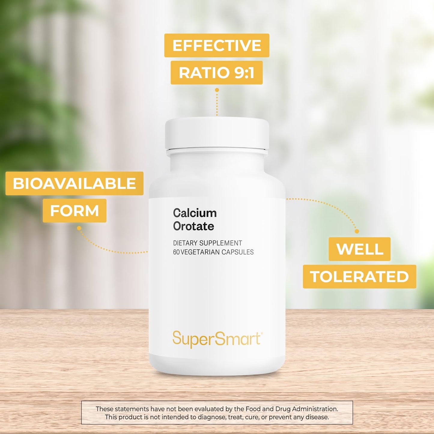 SuperSmart Calcium Orotate + Magnesium Orotate 9:1 – Highly Bioavailable Teeth & Bones | Non-GMO & Gluten Free