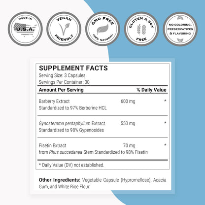 Supersmart AMPK Booster – Metabolic Activator with Berberine | Non-GMO & Gluten Free | 90 Vegetarian Capsules