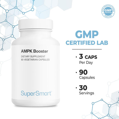 Supersmart AMPK Booster – Metabolic Activator with Berberine | Non-GMO & Gluten Free | 90 Vegetarian Capsules