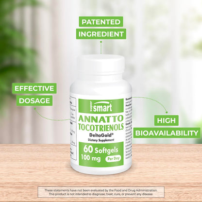 Supersmart Annatto Tocotrienols 100mg/Day - DeltaGold Vitamin E (60 Softgels)