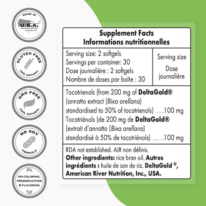 Supersmart Annatto Tocotrienols 100mg/Day - DeltaGold Vitamin E (60 Softgels)