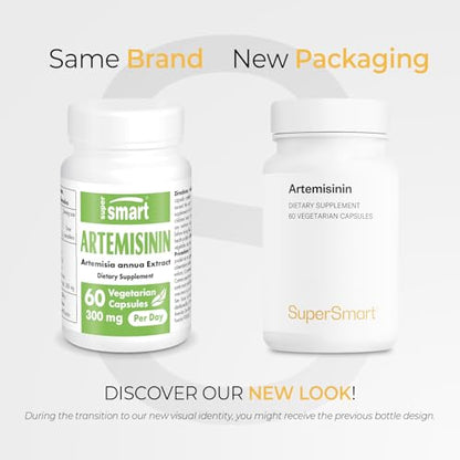 Supersmart Artemisinin 300mg (98%) – Non-GMO, Gluten Free | 60 Veg Capsules
