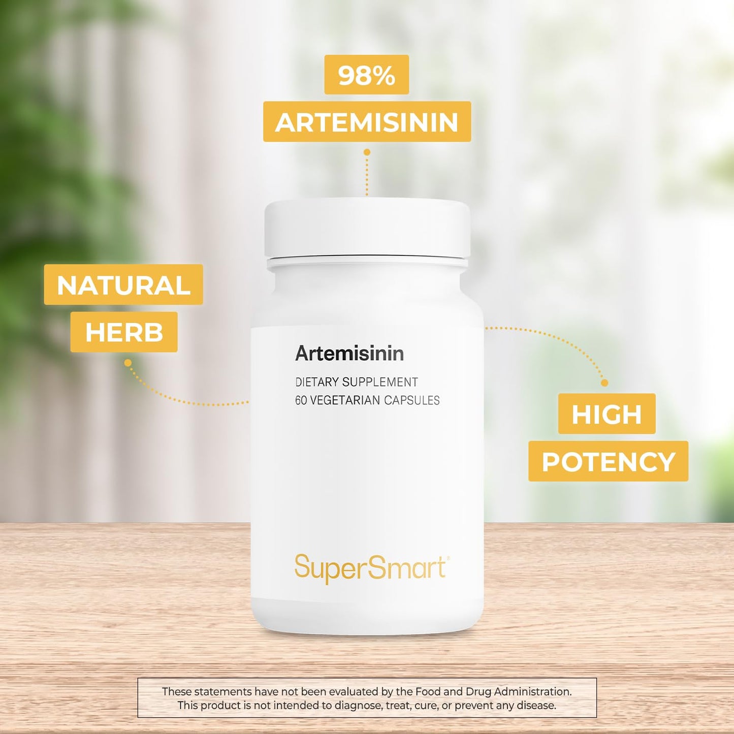 Supersmart Artemisinin 300mg (98%) – Non-GMO, Gluten Free | 60 Veg Capsules