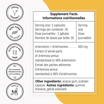 Supersmart Artemisinin 300mg (98%) – Non-GMO, Gluten Free | 60 Veg Capsules