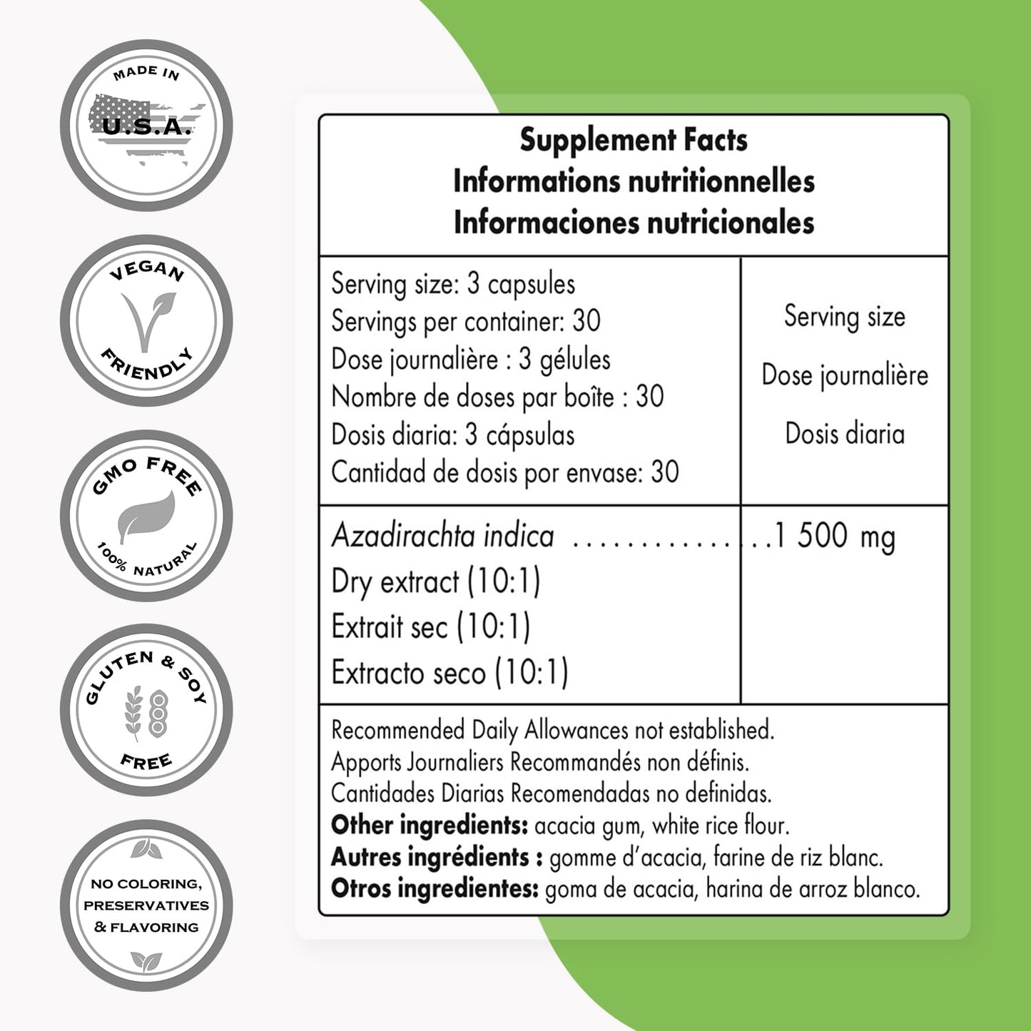 Supersmart Neem Extract 1500mg Daily | Azadirachta Indica Oil | Non-GMO & Gluten Free