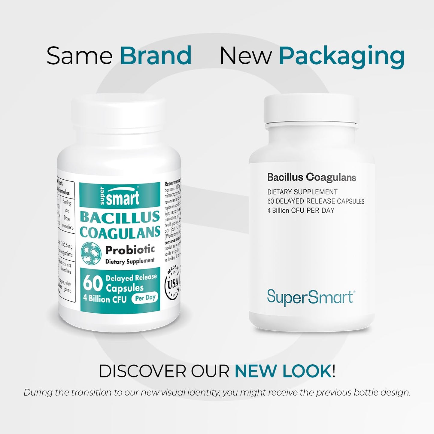 Supersmart Bacillus Coagulans Probiotic 4 Billion CFU per Day - High Absorption (Non-GMO & Gluten Free) - 60 Delayed Release Capsules
