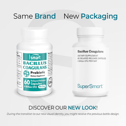 Supersmart Bacillus Coagulans Probiotic 4 Billion CFU per Day - High Absorption (Non-GMO & Gluten Free) - 60 Delayed Release Capsules