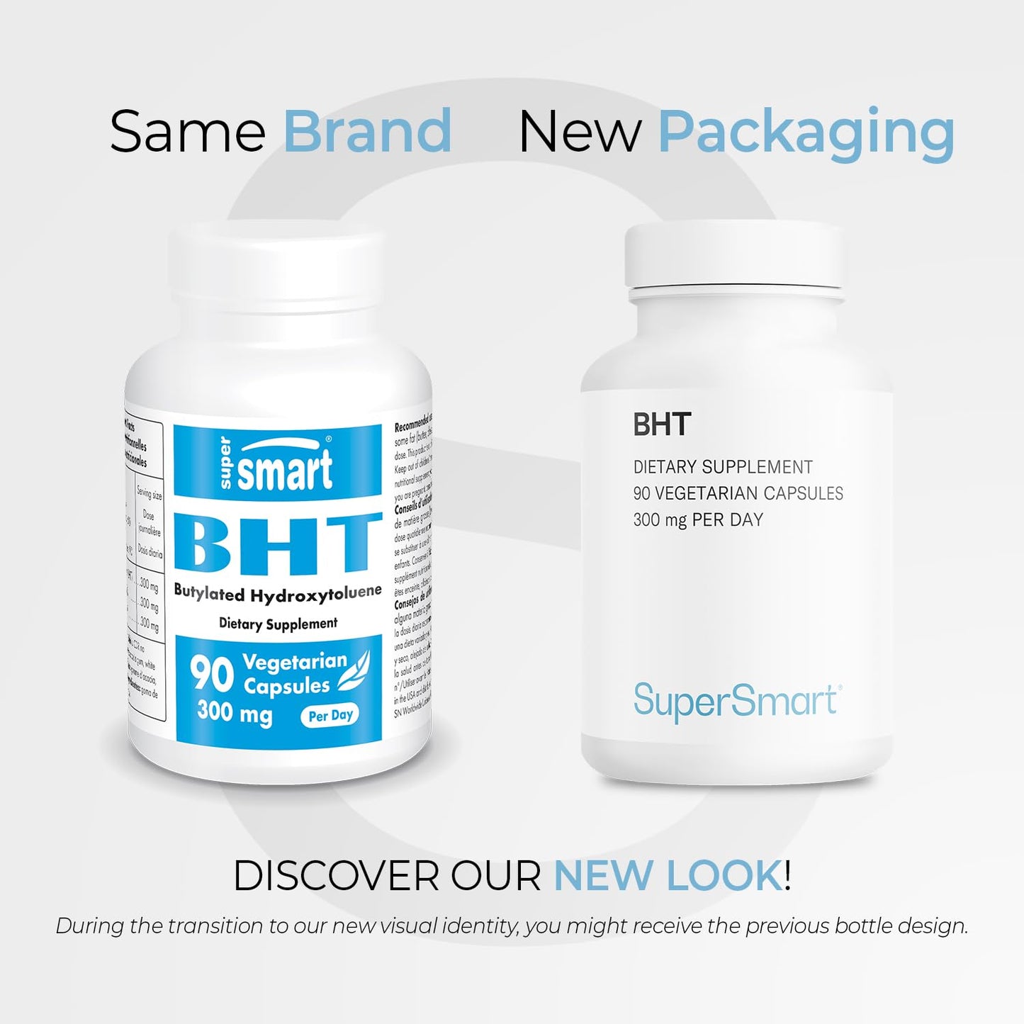 Supersmart BHT Supplement 300mg Daily – Non-GMO, Gluten Free, 90 Vegetarian Capsules