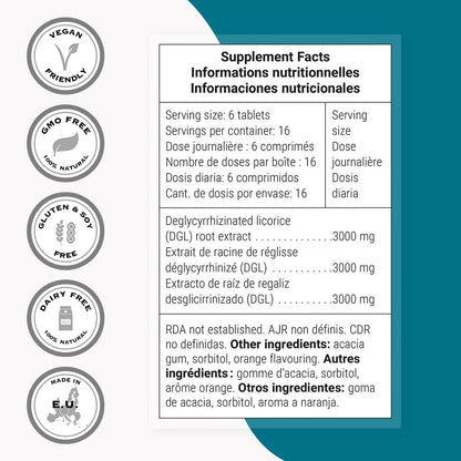 Supersmart DGL 3000mg Daily – Deglycyrrhizinated Licorice (DGL), Orange Flavor, 100 Chewable Tablets