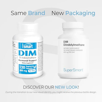 Supersmart DIM 400mg Daily – Non-GMO, Gluten Free, 120 Veg Caps