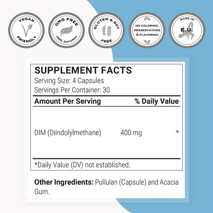 Supersmart DIM 400mg Daily – Non-GMO, Gluten Free, 120 Veg Caps