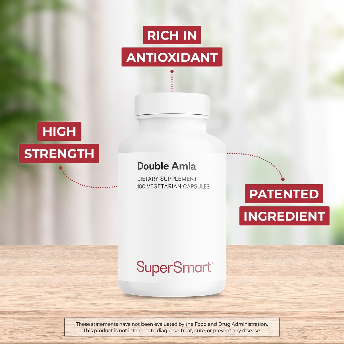 Supersmart Double AMLA Supplement - Fresh Indian Gooseberry Extract (Emblica Officinalis) – 100 Vegetarian Capsules